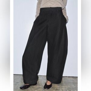 Zara Striped Balloon Pants in Gray Marl.